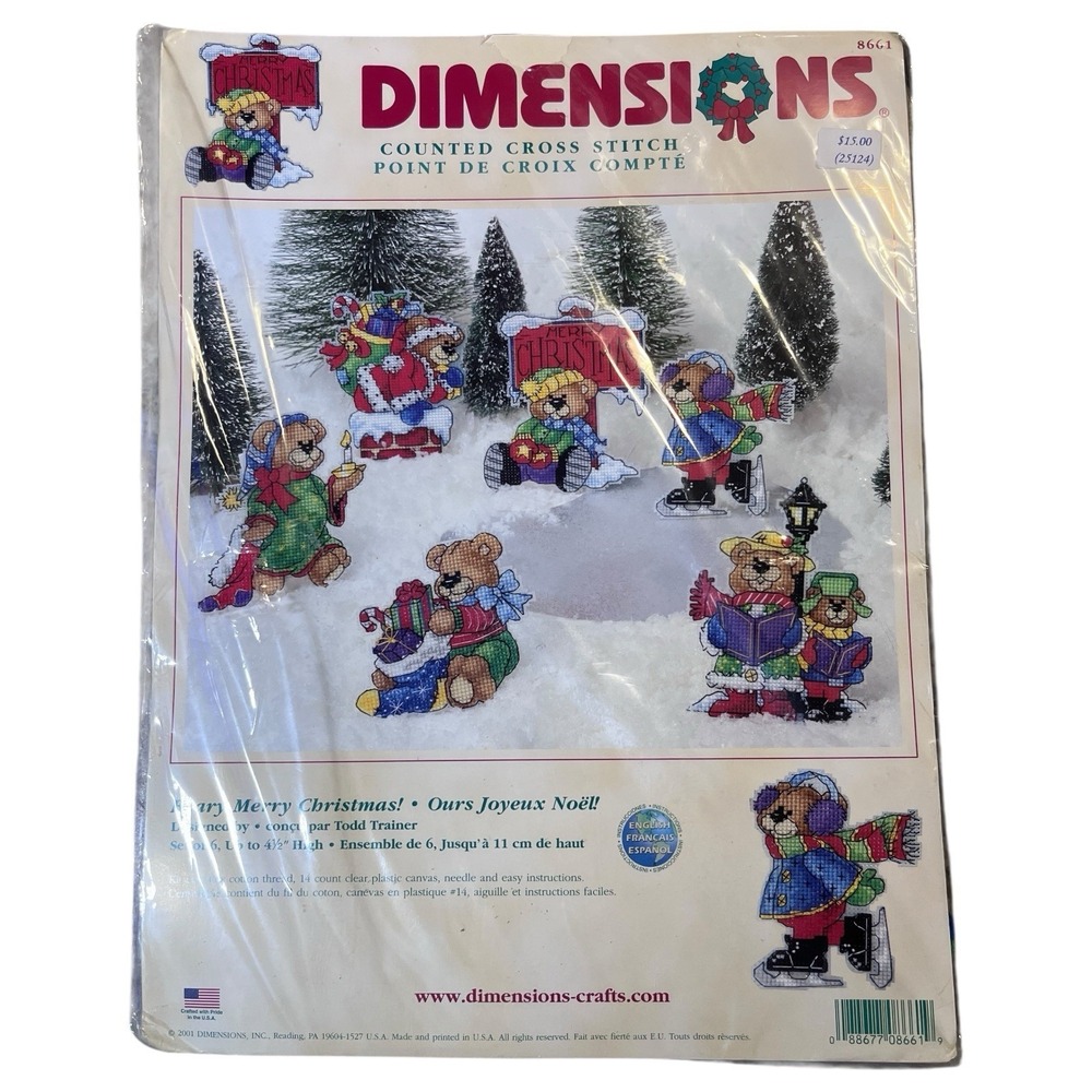 Dimension Beary Merry‎ Christmas Counted Cross Stitch Kit 14ct Plastic Canvas